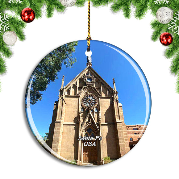 USA America Loretto Chapel Santa Fe Christmas Ornament