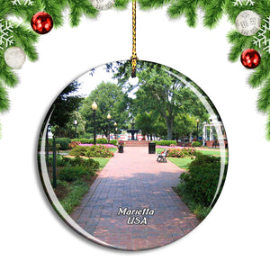 USA America Marietta Square Christmas Ornament