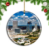 USA America Milwaukee Skyline Christmas Ornament