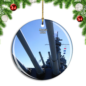 USA America Mobile Battleship USS Alabama Christmas Ornament