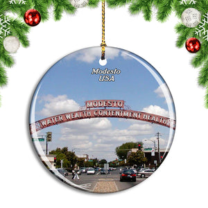 USA America Modesto Arch Christmas Ornament