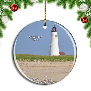 USA America Nantucket Great Point Lighthouse Christmas Ornament