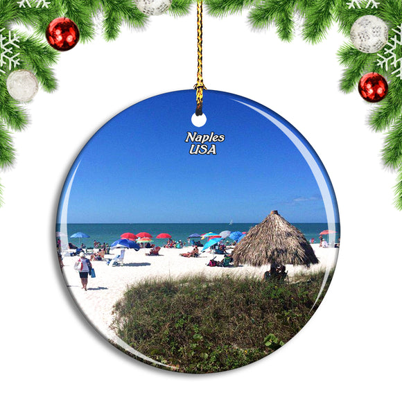 USA America Naples Lowdermilk Beach Christmas Ornament