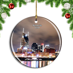 USA America Nashville Skyline Christmas Ornament