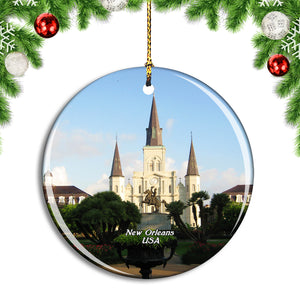 USA America New Orleans Cathedral Christmas Ornament