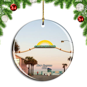 USA America New Smyrna Beach Christmas Ornament