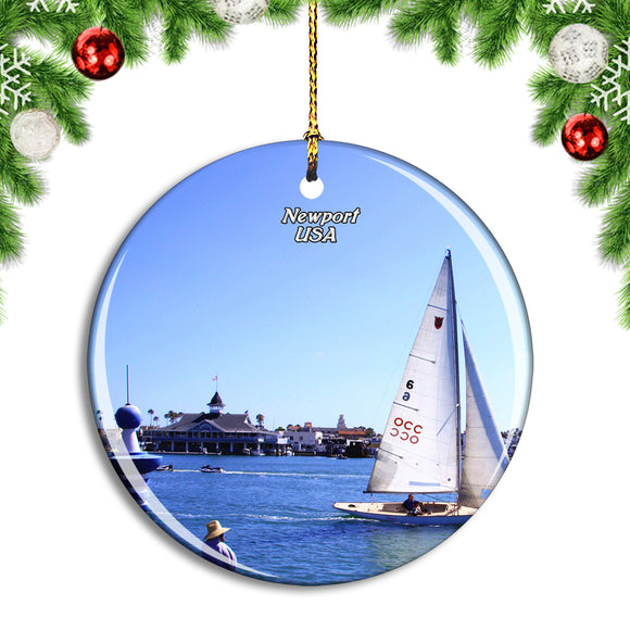 USA America Newport Beach Balboa Island Ferry Christmas Ornament