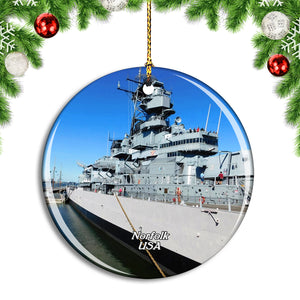 USA America Norfolk Battleship Wisconsin Christmas Ornament