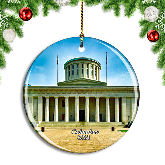 USA America Ohio Capitol Columbus Christmas Ornament