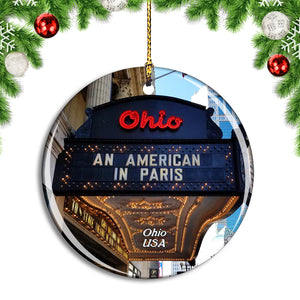 USA America Ohio Theater Columbus Christmas Ornament