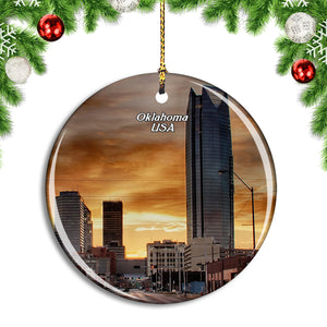 USA America Oklahoma Skyline Christmas Ornament