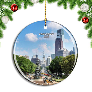 USA America Philadelphia Christmas Ornament