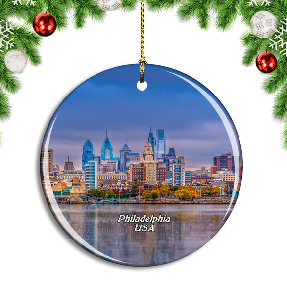 USA America Philadelphia Christmas Ornament