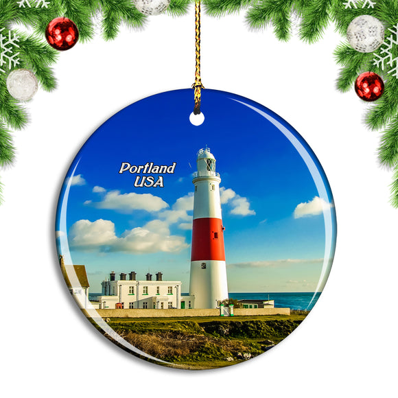 USA America Portland Lighthouse Christmas Ornament