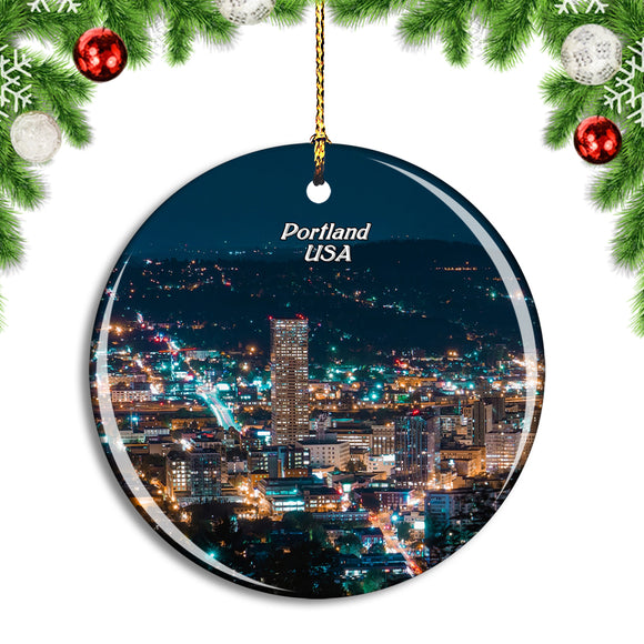 USA America Portland Oregon Christmas Ornament