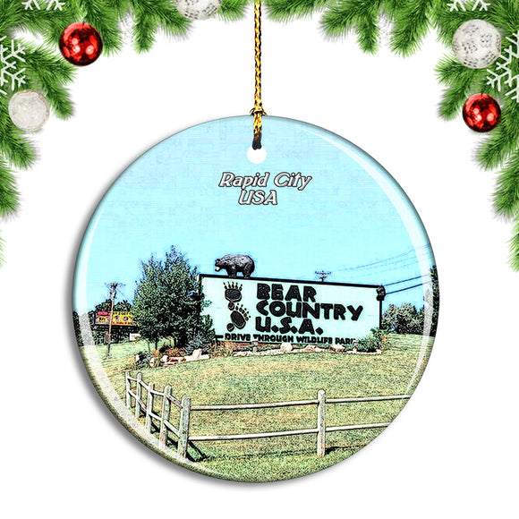 USA America Rapid City Bear Country Christmas Ornament