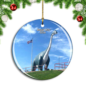 USA America Rapid City Dinosaur Park Christmas Ornament