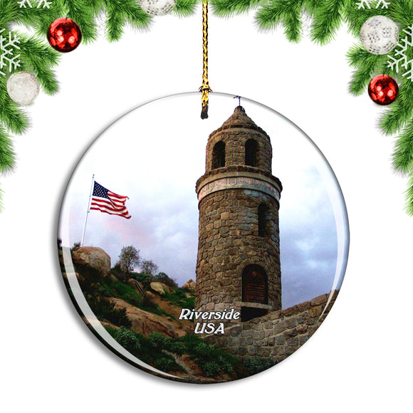 USA America Riverside Mount Rubidoux Park Christmas Ornament