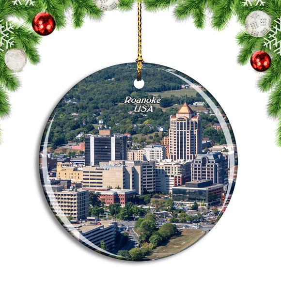 USA America Roanoke Virginia Christmas Ornament