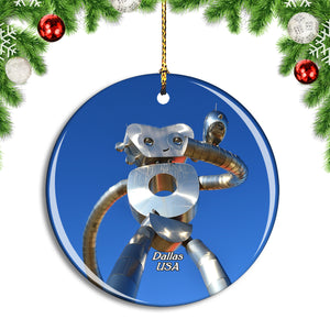 USA America Robot Dallas Christmas Ornament