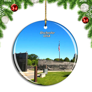 USA America Rochester Soldiers Field Veterans Memorial Christmas Ornament