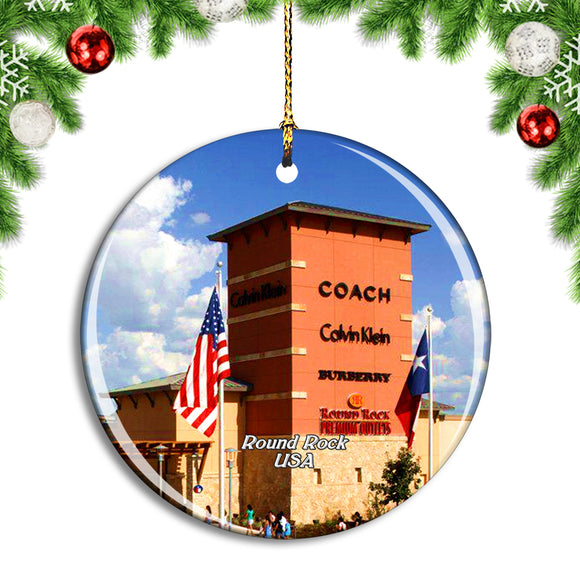 USA America Round Rock Premium Outlets Christmas Ornament