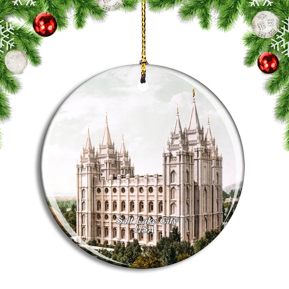 USA America Salt Lake City Temple Square Church Christmas Ornament