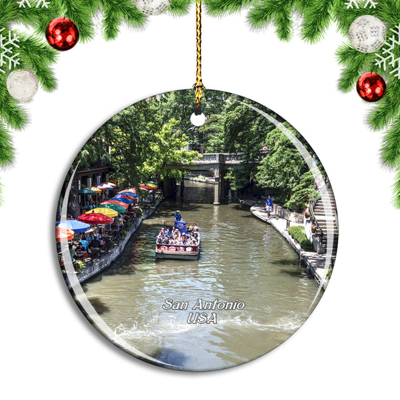 USA America San Antonio River Walk Christmas Ornament