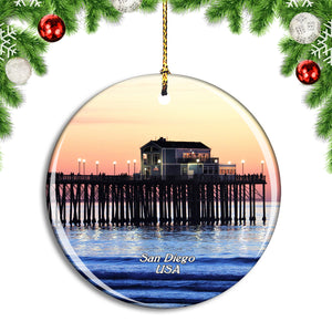 USA America San Diego Pier Christmas Ornament