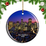 USA America San Francisco Skyline Christmas Ornament