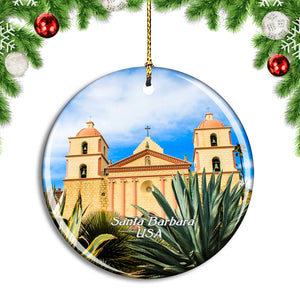 USA America Santa Barbara Church Christmas Ornament