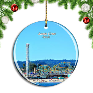 USA America Santa Cruz Beach Park Christmas Ornament