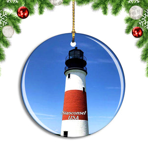 USA America Siasconset Sankaty Head Lighthouse Christmas Ornament