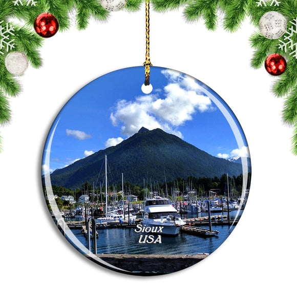 USA America Sitka Crescent Harbor Christmas Ornament