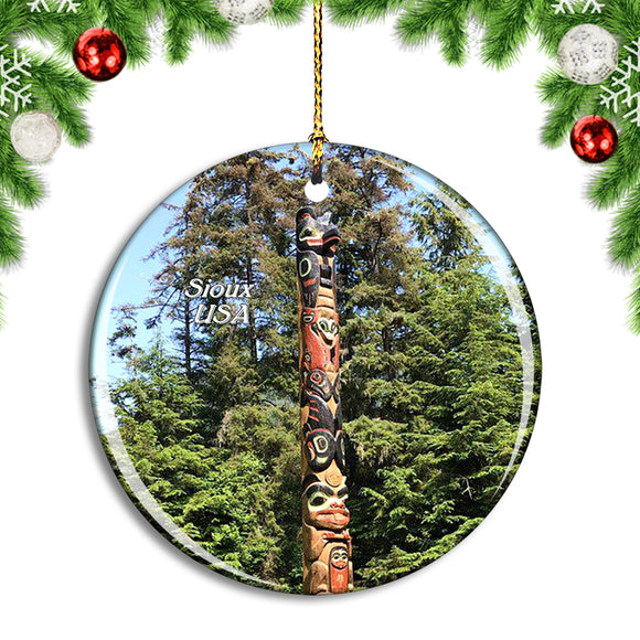 USA America Sitka Totem Park Alaska Christmas Ornament