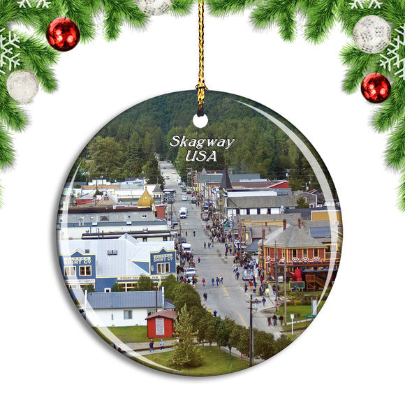 USA America Skagway Alaska Christmas Ornament