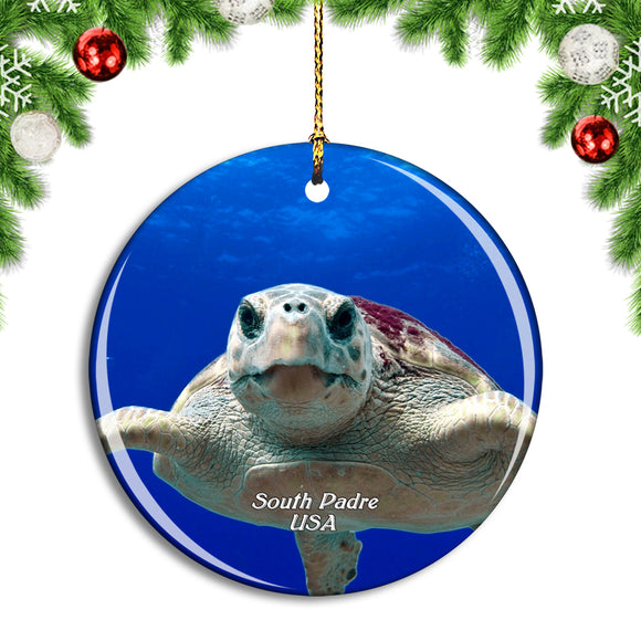 USA America South Padre Island Turtle Christmas Ornament