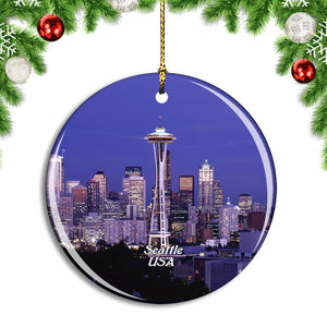 USA America Space Needle Kerry Park Seattle Christmas Ornament