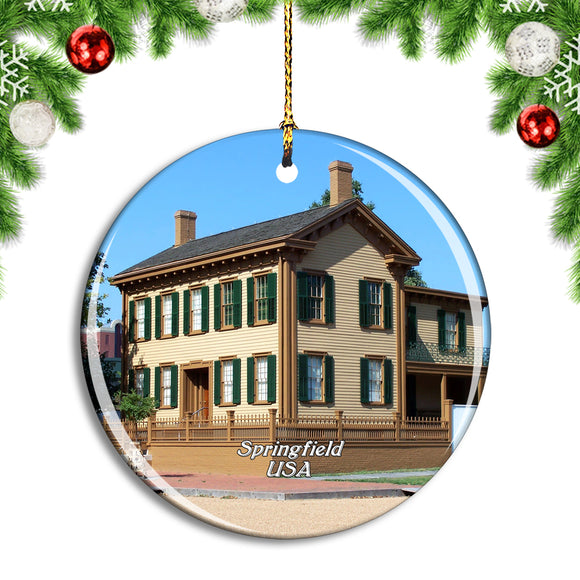 USA America Springfield Abraham Lincoln House Christmas Ornament