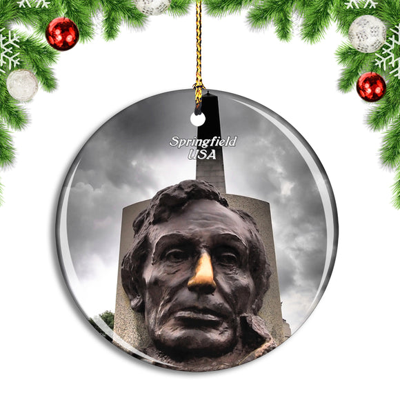 USA America Springfield Lincoln Grave Christmas Ornament