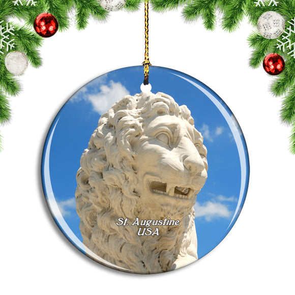 USA America St. Augustine Lion Statue Christmas Ornament