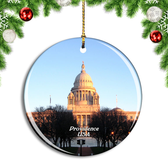 USA America State House Providence Christmas Ornament