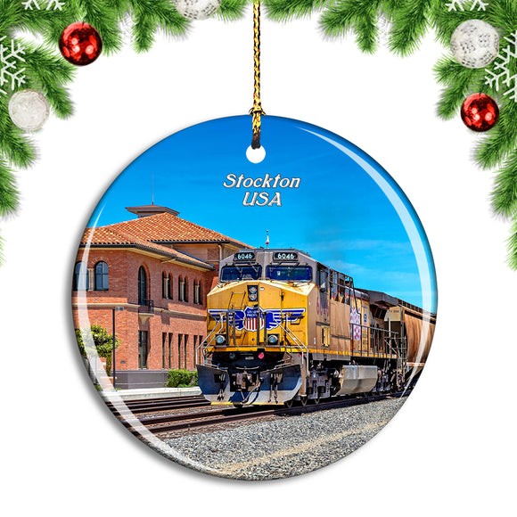 USA America Stockton California Christmas Ornament