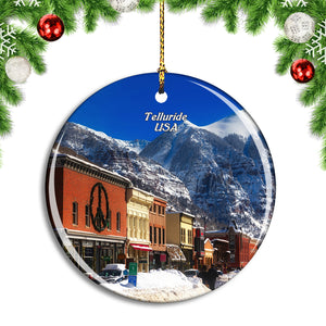 USA America Telluride Colorado Town Christmas Ornament