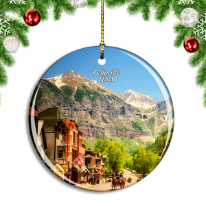 USA America Telluride Town Christmas Ornament