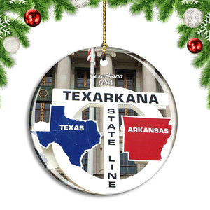 USA America Texarkana State Line Arkansas Christmas Ornament