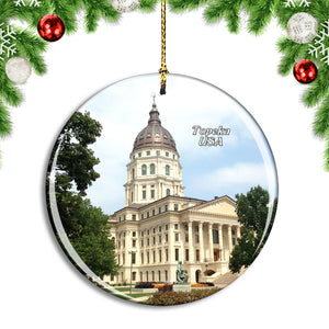 USA America Topeka Kansas Capitol Christmas Ornament