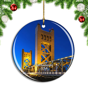 USA America Tower Bridge Sacramento Christmas Ornament