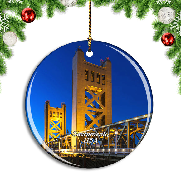 USA America Tower Bridge Sacramento Christmas Ornament