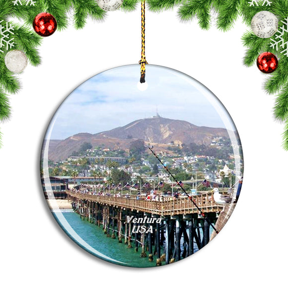 USA America Ventura Pier and Promenade Christmas Ornament